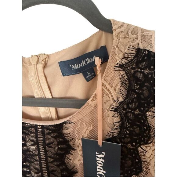 NWT Modcloth Womens Cream Black Aisle Be Seeing You Lace Midi Dress Size Large - Picture 1 of 15